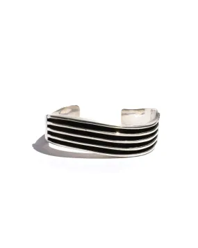 Heavy Silver Waved Cuff Bracelet