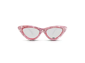 HOLLYWOOD Fashionable Cat Eye Sunglasses / Shades / Sunnies w Pink Bling Sparkly Bedazzled Rhinestones Festival Rockabilly Retro Pin Up