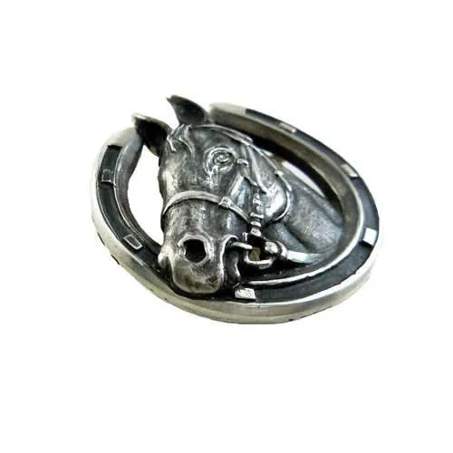 Horse Head in Horseshoe Pendant Necklace