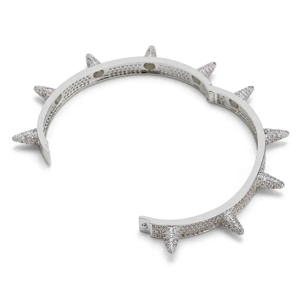 Iced Spike Bracelet in White Gold