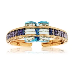 Iolite, Blue Topaz & Diamond Flexing Bangle Bracelet