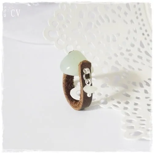 Jade Stone Leather Ring