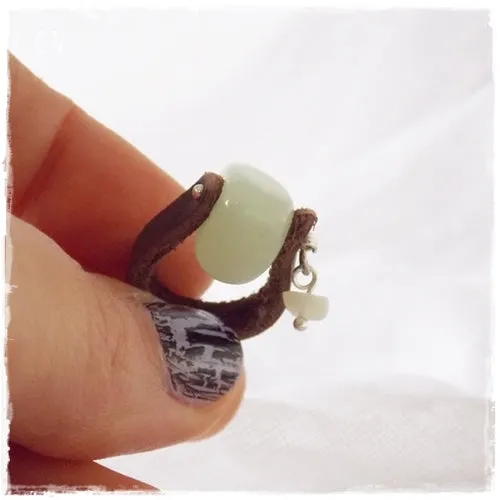 Jade Stone Leather Ring