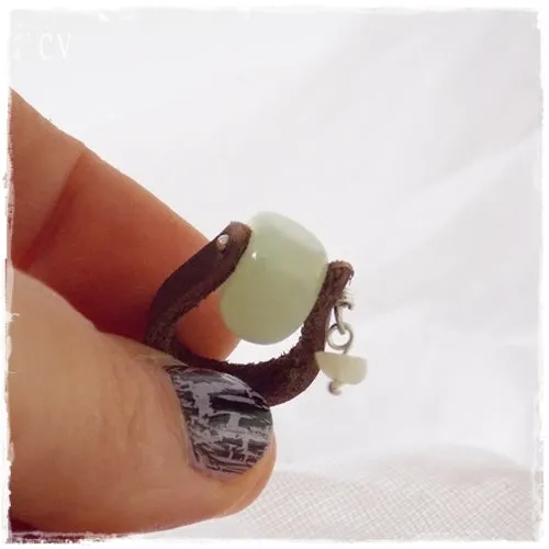 Jade Stone Leather Ring