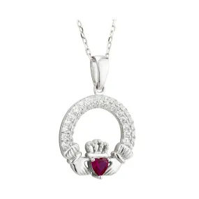 July Birthstone Claddagh Necklace