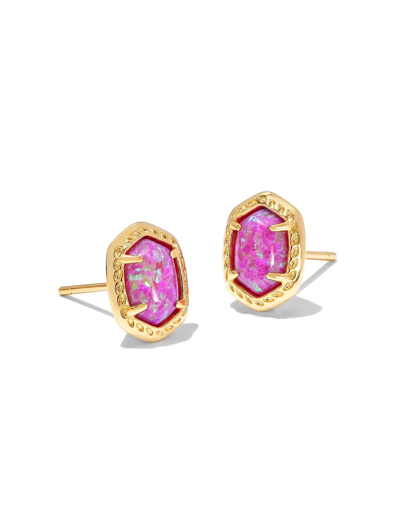 Kendra Scott Daphne Gold & Magenta Opal Framed Stud Earrings