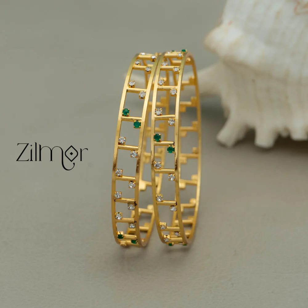 KF101629 - Gold Plated stone bangle (pair)