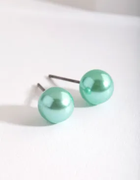 Kids Green Faux Pearl Earrings