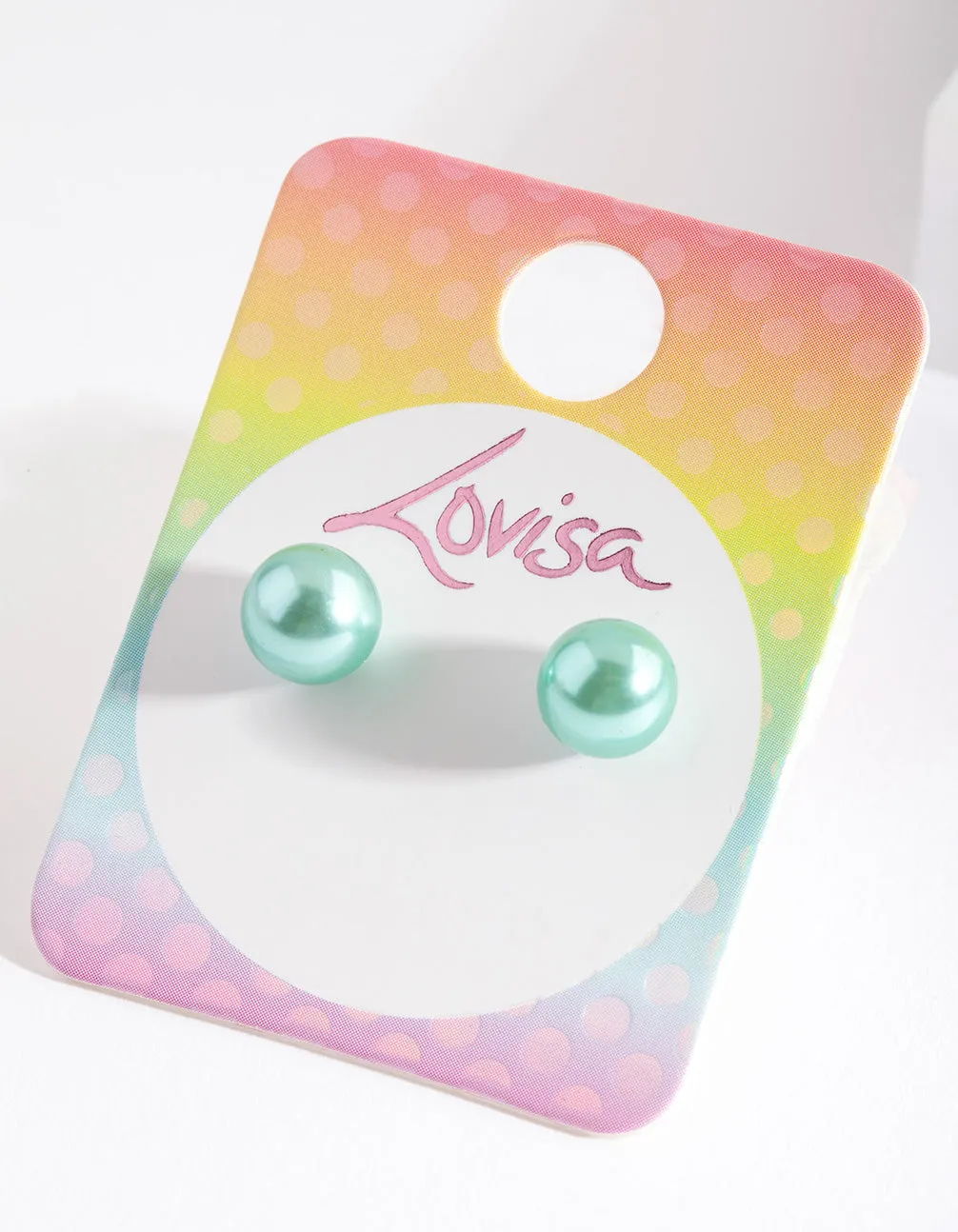 Kids Green Faux Pearl Earrings