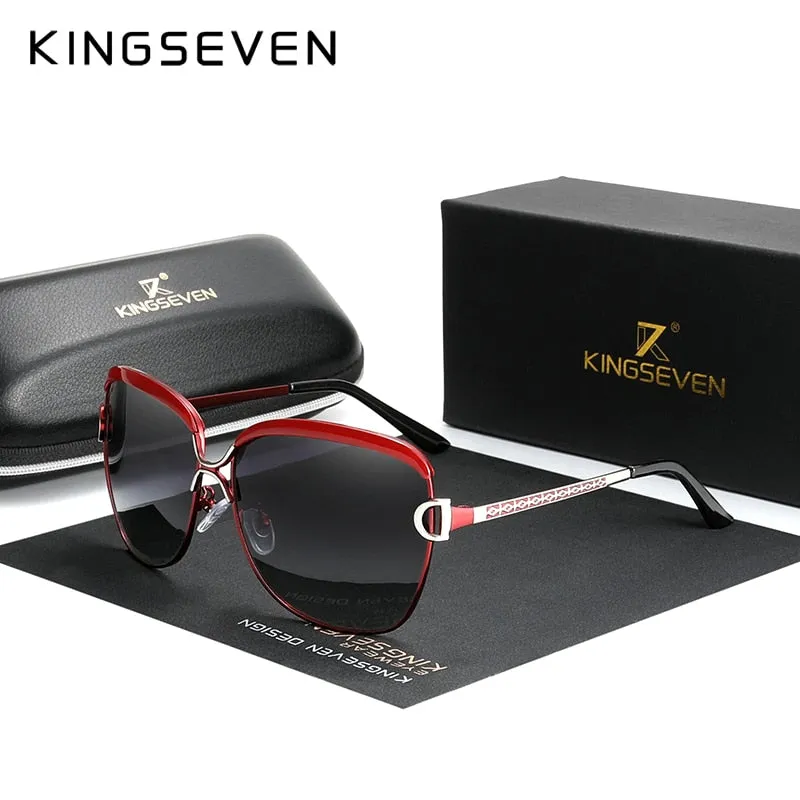 Kingseven Women's Sunglasses Luxury Gradient Polarized Lens Round N-7018