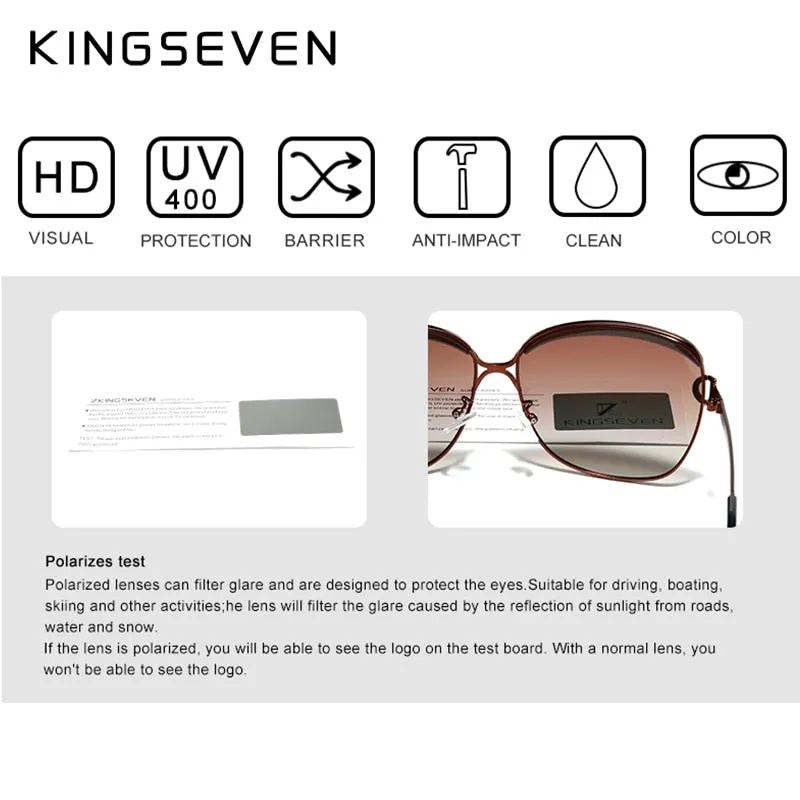 Kingseven Women's Sunglasses Luxury Gradient Polarized Lens Round N-7018