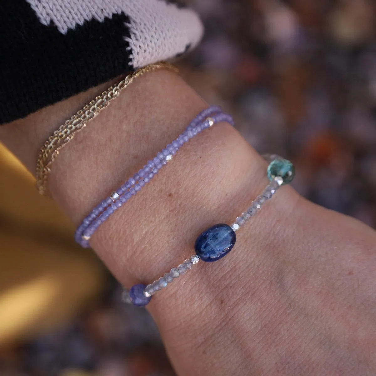 Labradorite & Tanzanite Station Bracelet