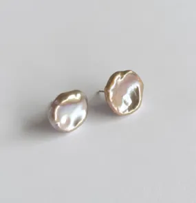 Large Keshi Pearl Gold-filled Post Earrings