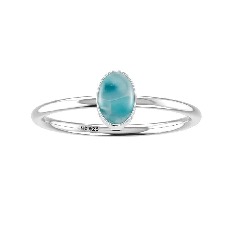 Larimar Bezel Set Sterling Silver Stacking Ring