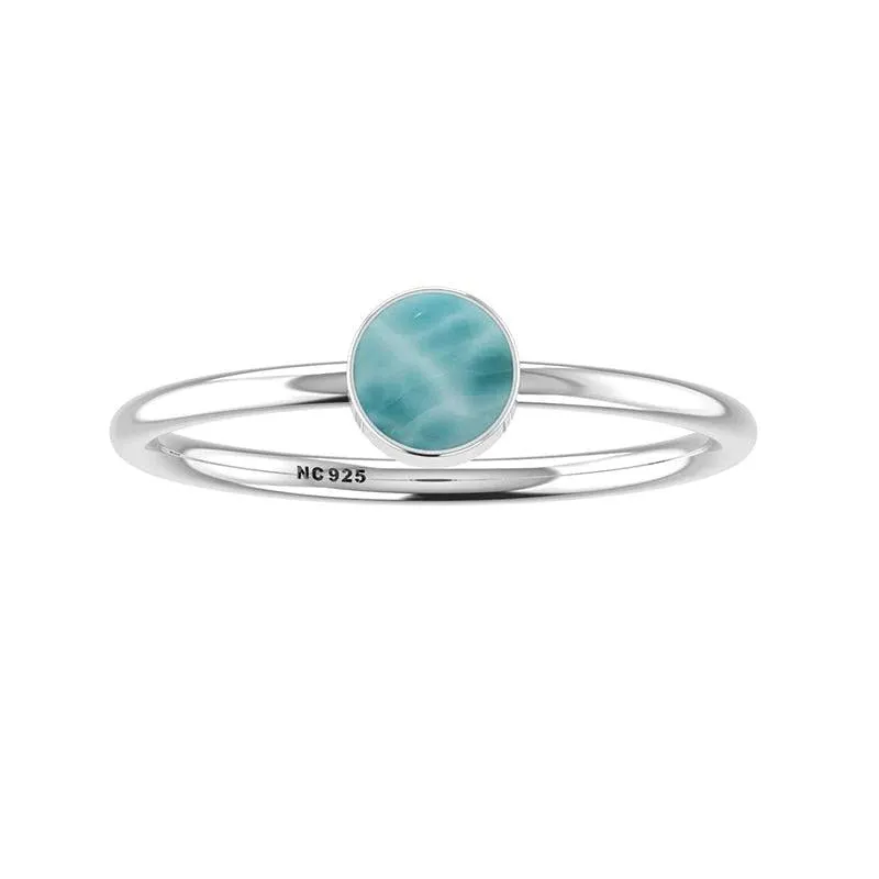 Larimar Bezel Set Sterling Silver Stacking Ring