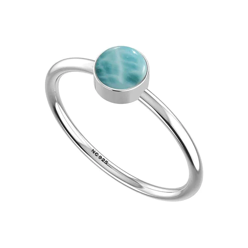 Larimar Bezel Set Sterling Silver Stacking Ring