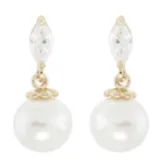 Lenora Cubic Zirconia and Pearl Earrings