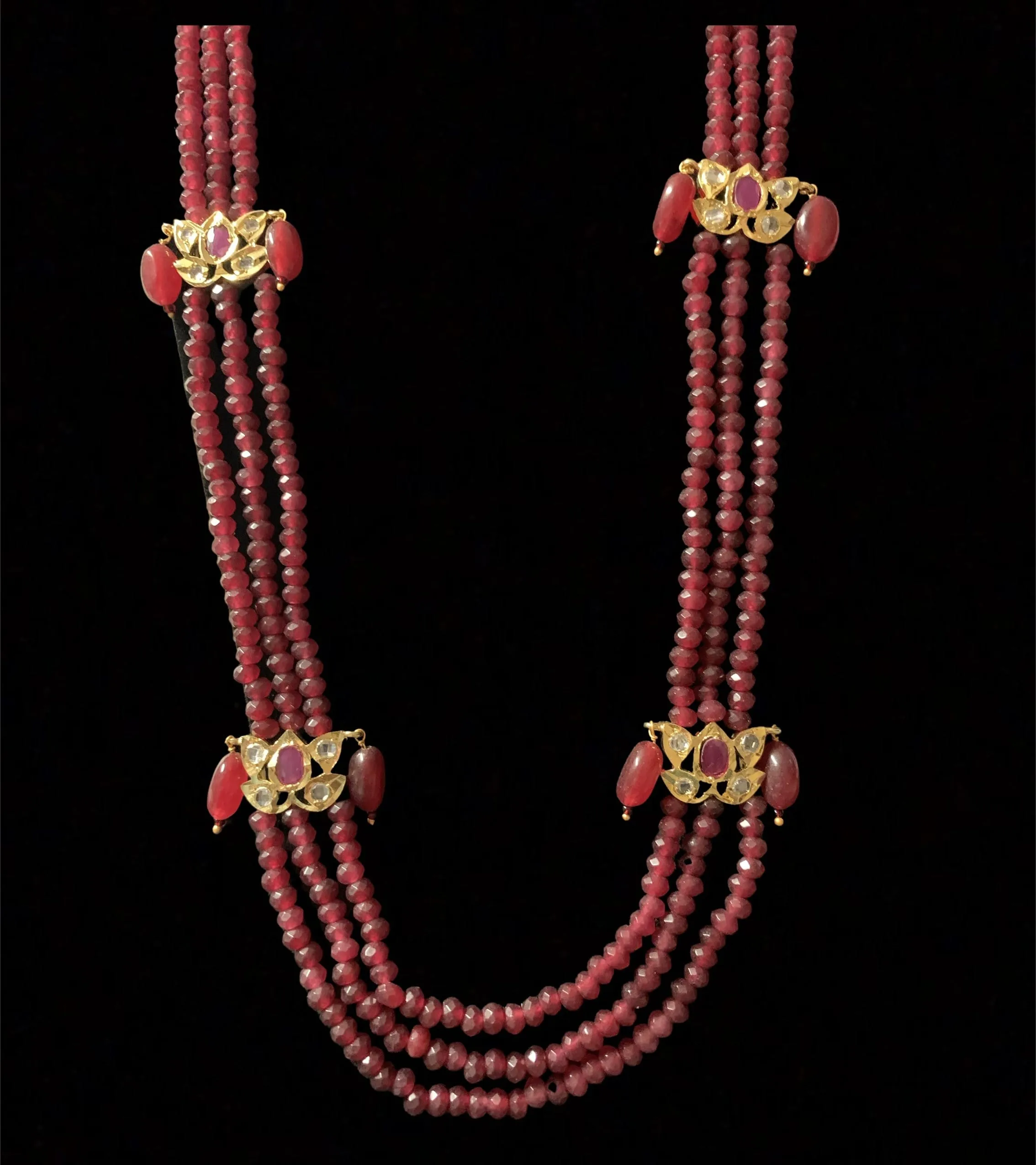 LN64 Raina Ruby  beads  necklace (SHIPS IN 2 WEEKS )