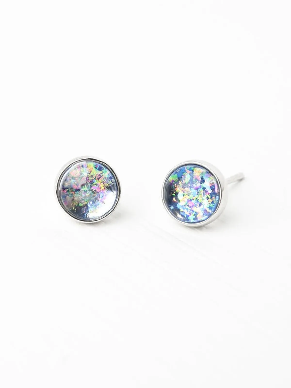 Lora Lavender & Silver Stud Earrings