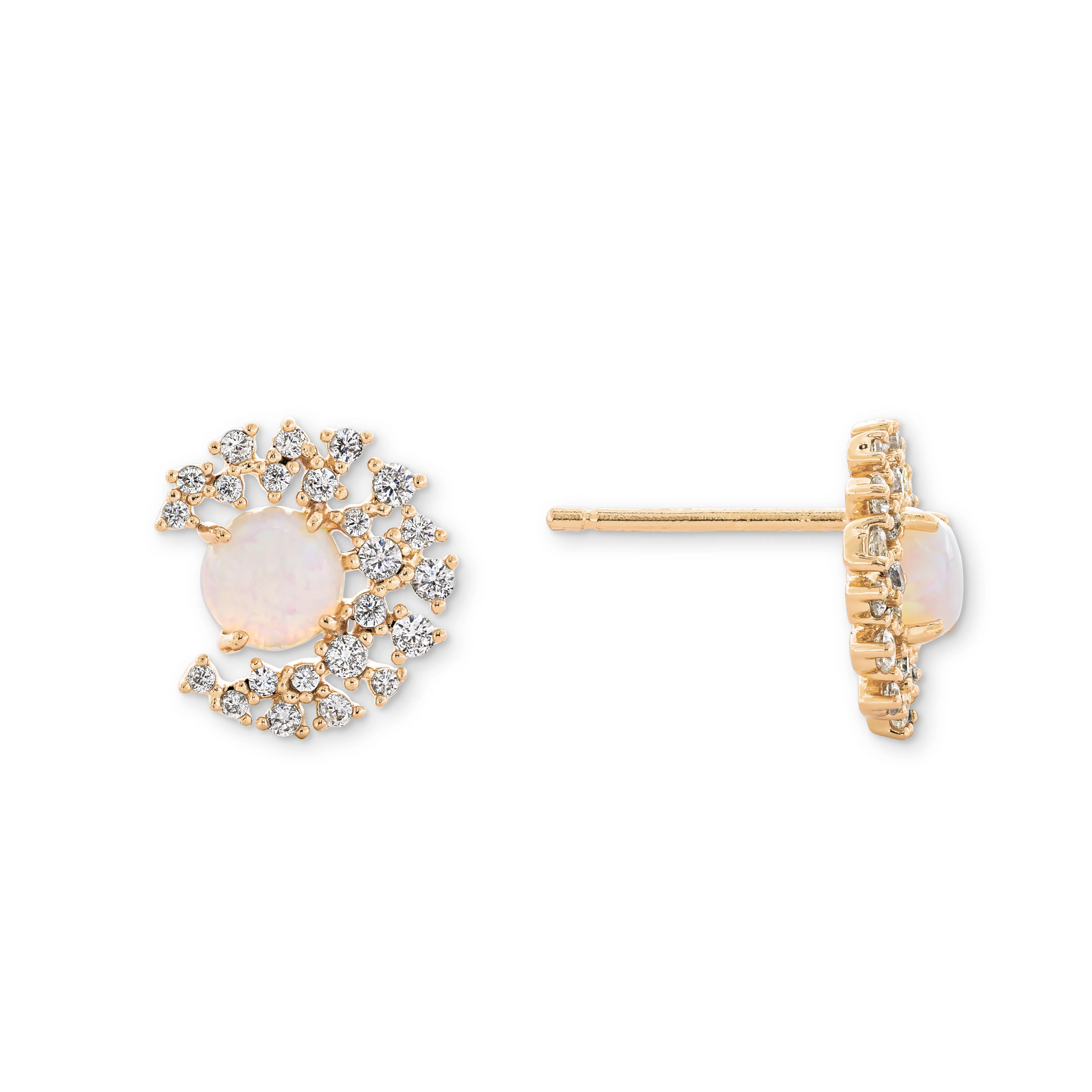 Lucy Pave Crescent with Opal Stud