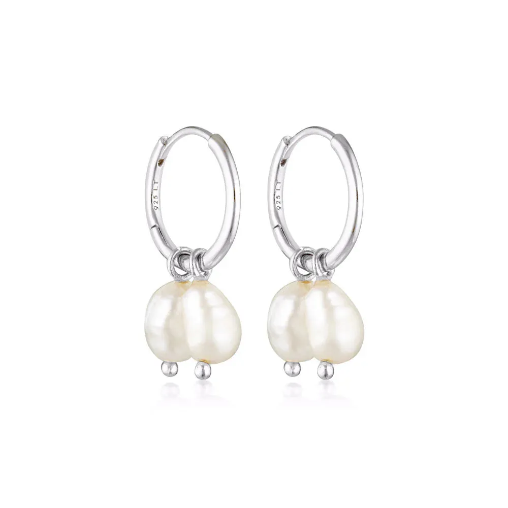 Mala Pearl Huggie Earrings