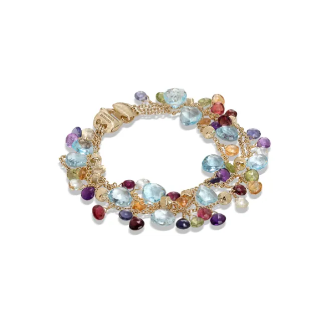 Marco Bicego Paradise Yellow Gold Bracelet with Blue Topaz and Mixed Gemstone