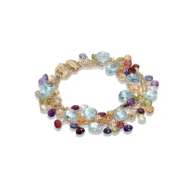 Marco Bicego Paradise Yellow Gold Bracelet with Blue Topaz and Mixed Gemstone