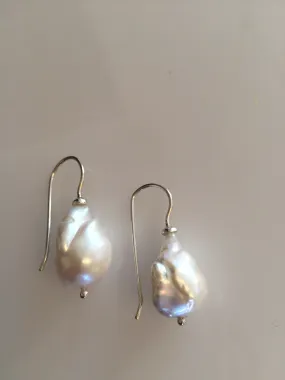 Margo Morrison White Baroque Pearl Drop Pearl Earrings