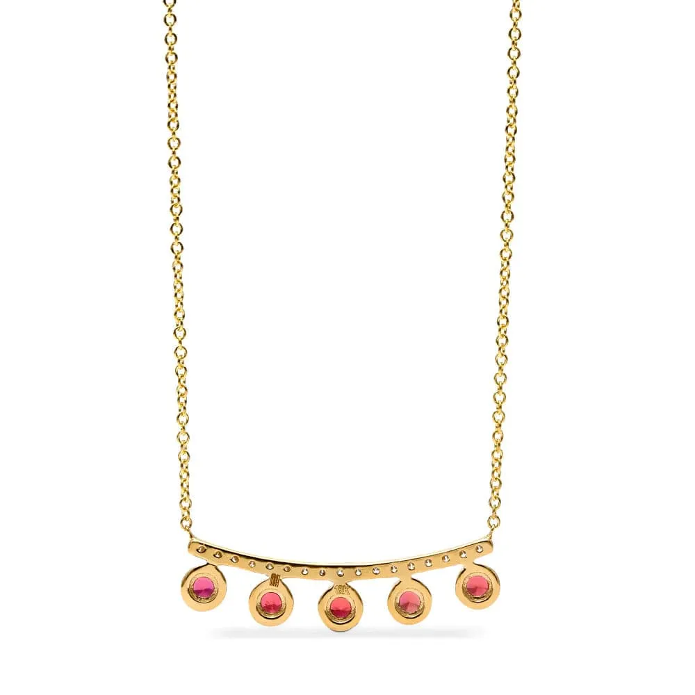 Mark Henry 18k Yellow Gold Diamond and Ruby Crown Necklace