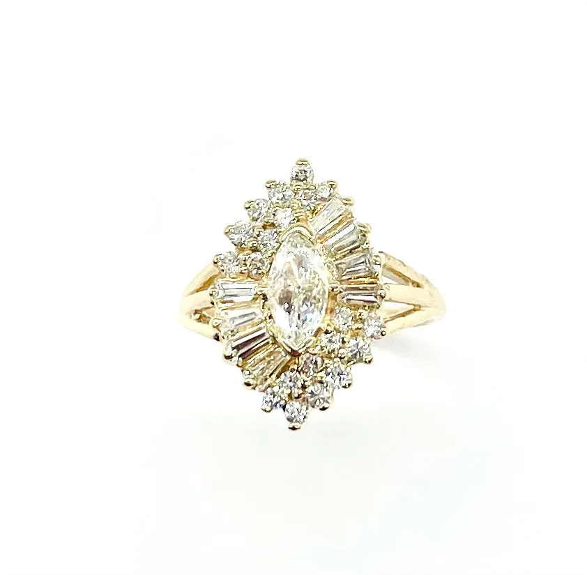 Marquis Diamond Halo Ring