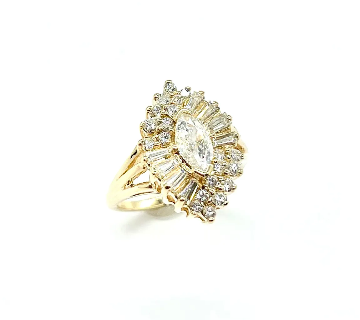 Marquis Diamond Halo Ring