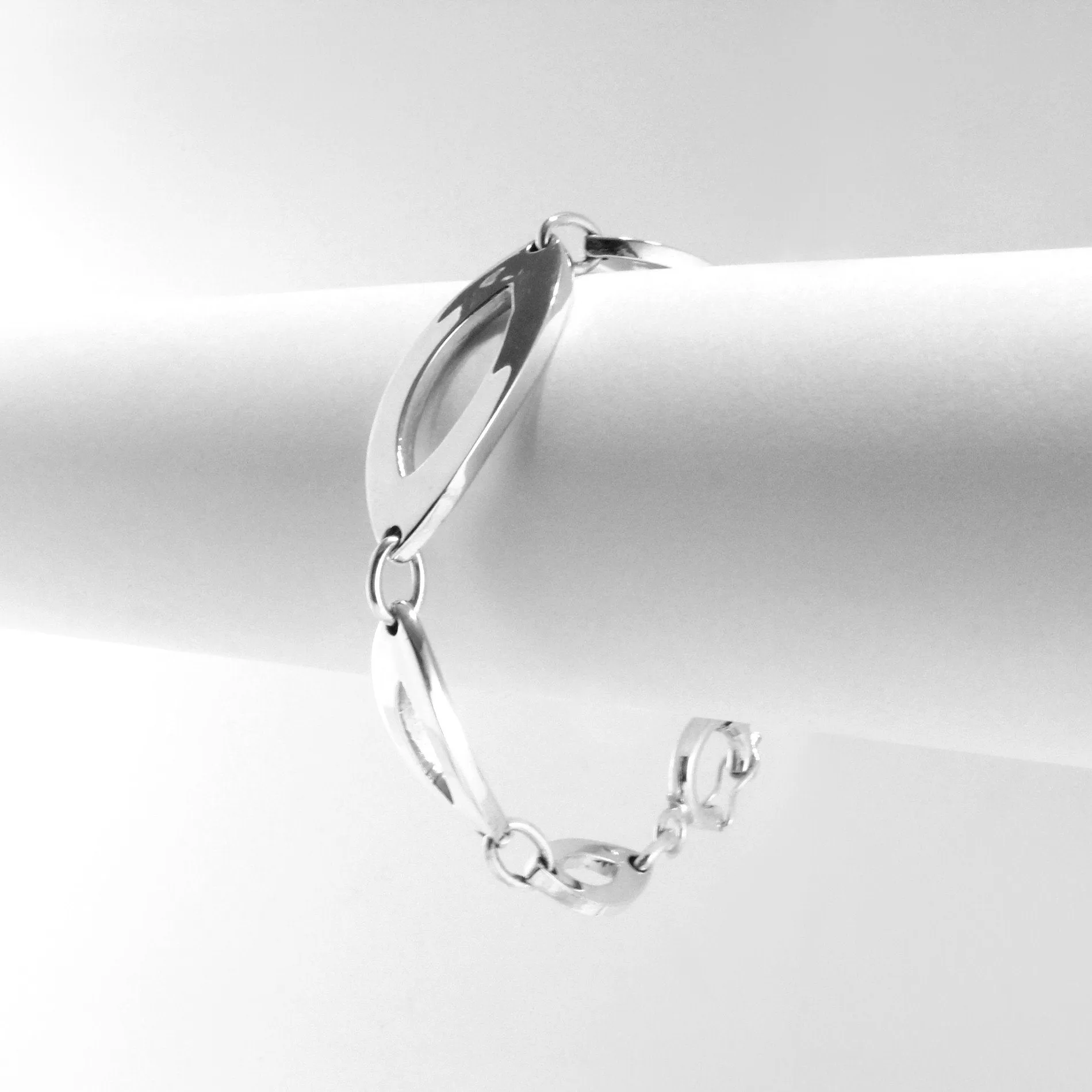 Marquise Links Sterling Silver Bracelet