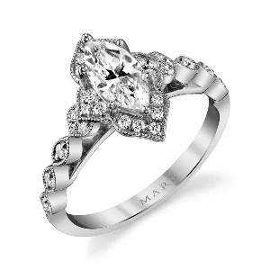 Mars 14K White Gold Vintage Style Marquise 1.08ctw Diamond Engagement Ring (91562)