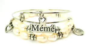 Meme Fresh Water Pearls Expandable Bangle Bracelet Set