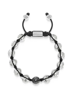 Men's Black Diamond Beaded Bracelet with Sterling Silver Beads