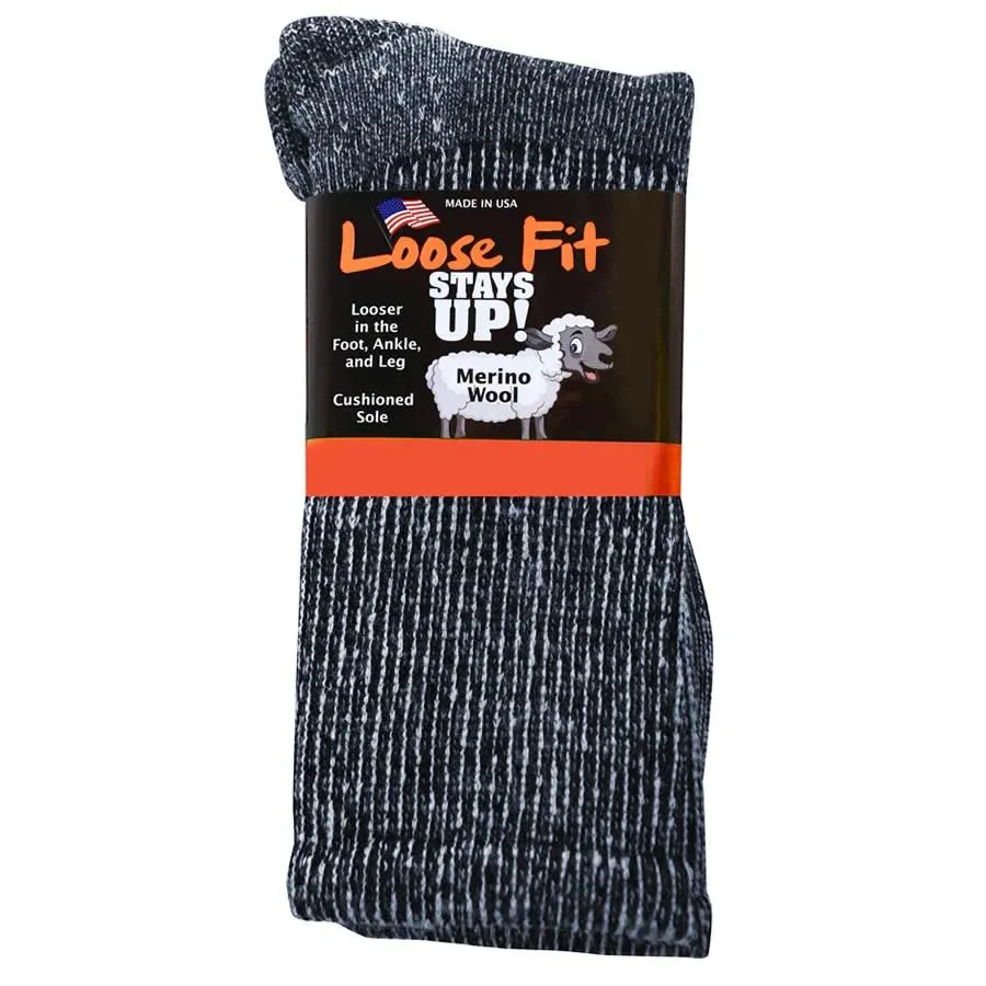 Mens Loose Fit 322 Merino Wool Crew Hiking Socks