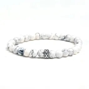 Men's White Howlite Gemstone Bracelet 6mm