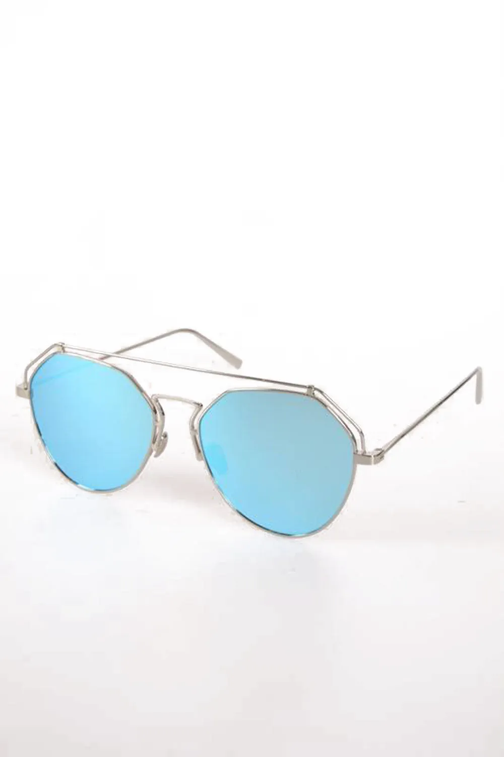 Metal Frame Hexagon Tinted Lens Sunglasses