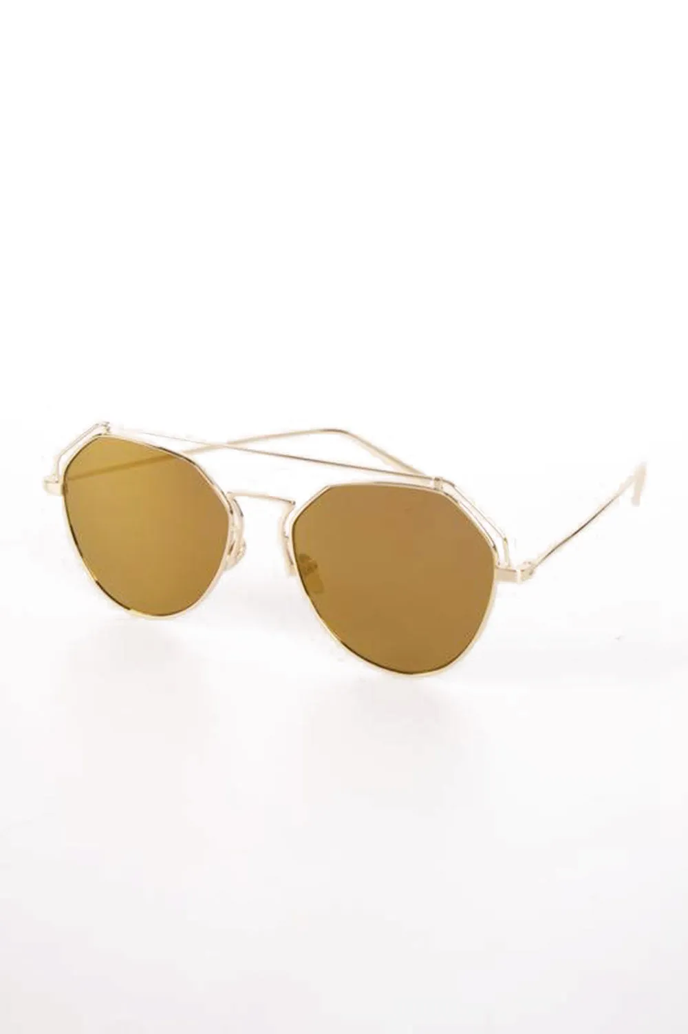 Metal Frame Hexagon Tinted Lens Sunglasses