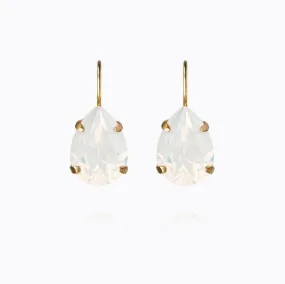 Mini Drop Clasp Gold White Opal Earrings