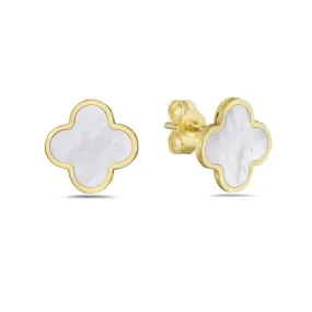 Mother of Pearl Clover Stud Earrings