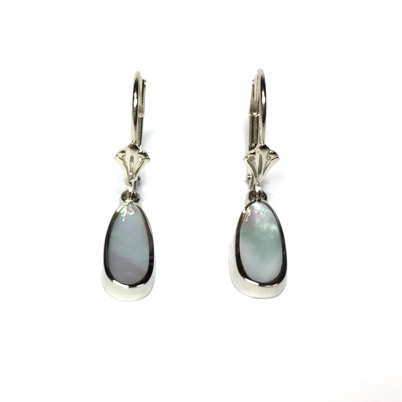 Mother Of Pearl Inlaid Lever Back Earrings