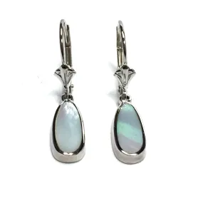 Mother Of Pearl Inlaid Lever Back Earrings