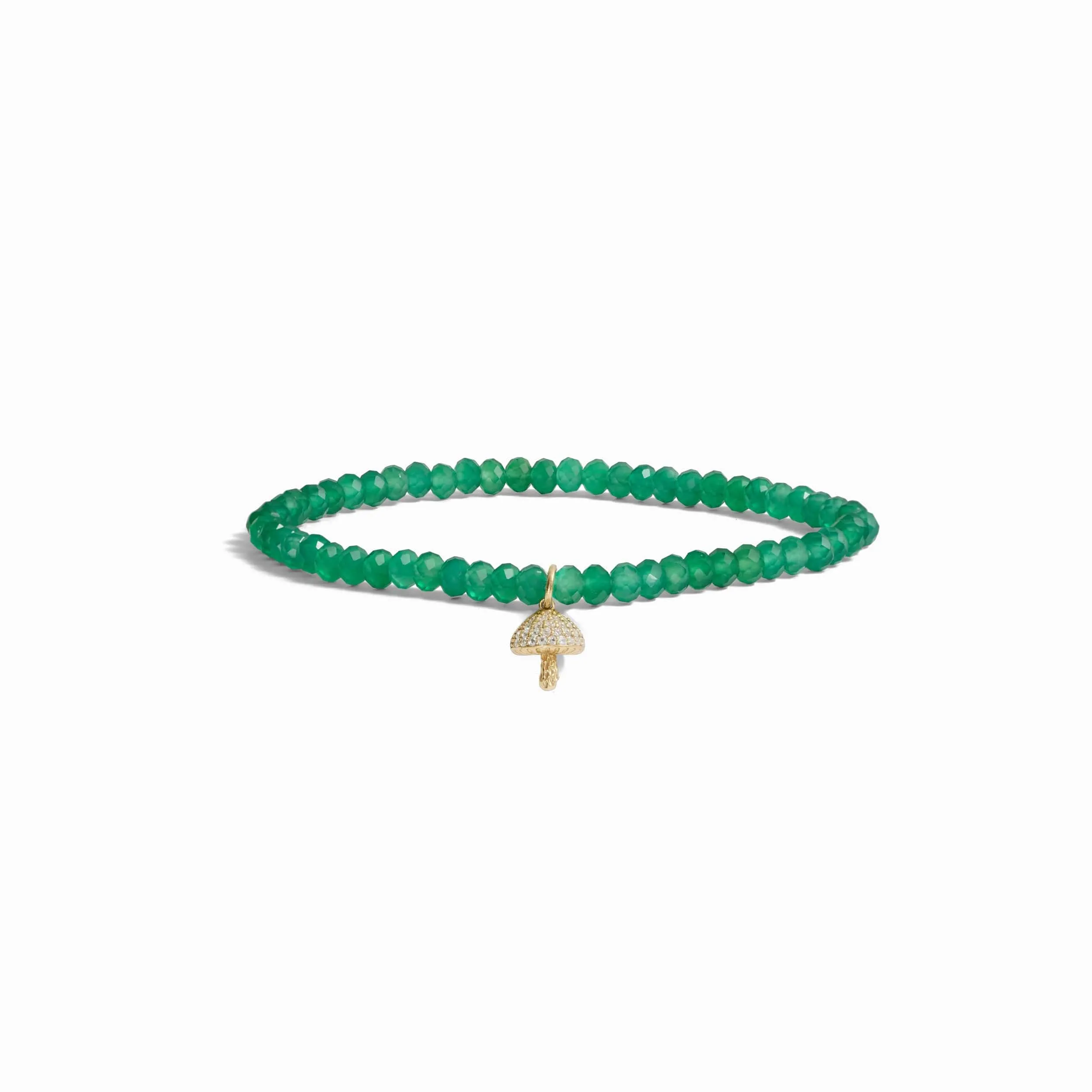 Mushroom Green Onyx Beaded Bracelet