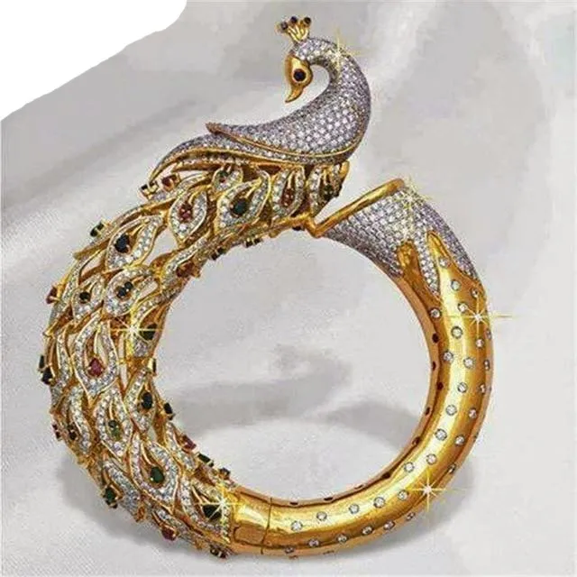 Natashahs New Fashion Plated Two-Color Alloy Peacock Shape Inlaid Full Zircon Ring