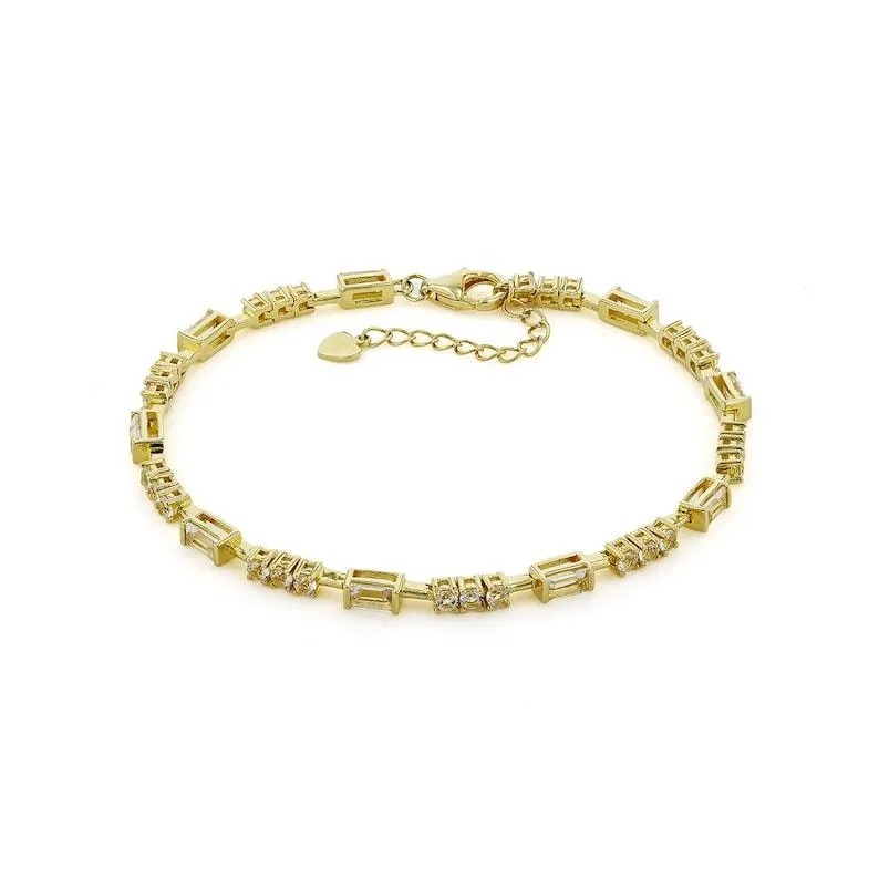 Natural White Topaz Yellow Gold Bracelet