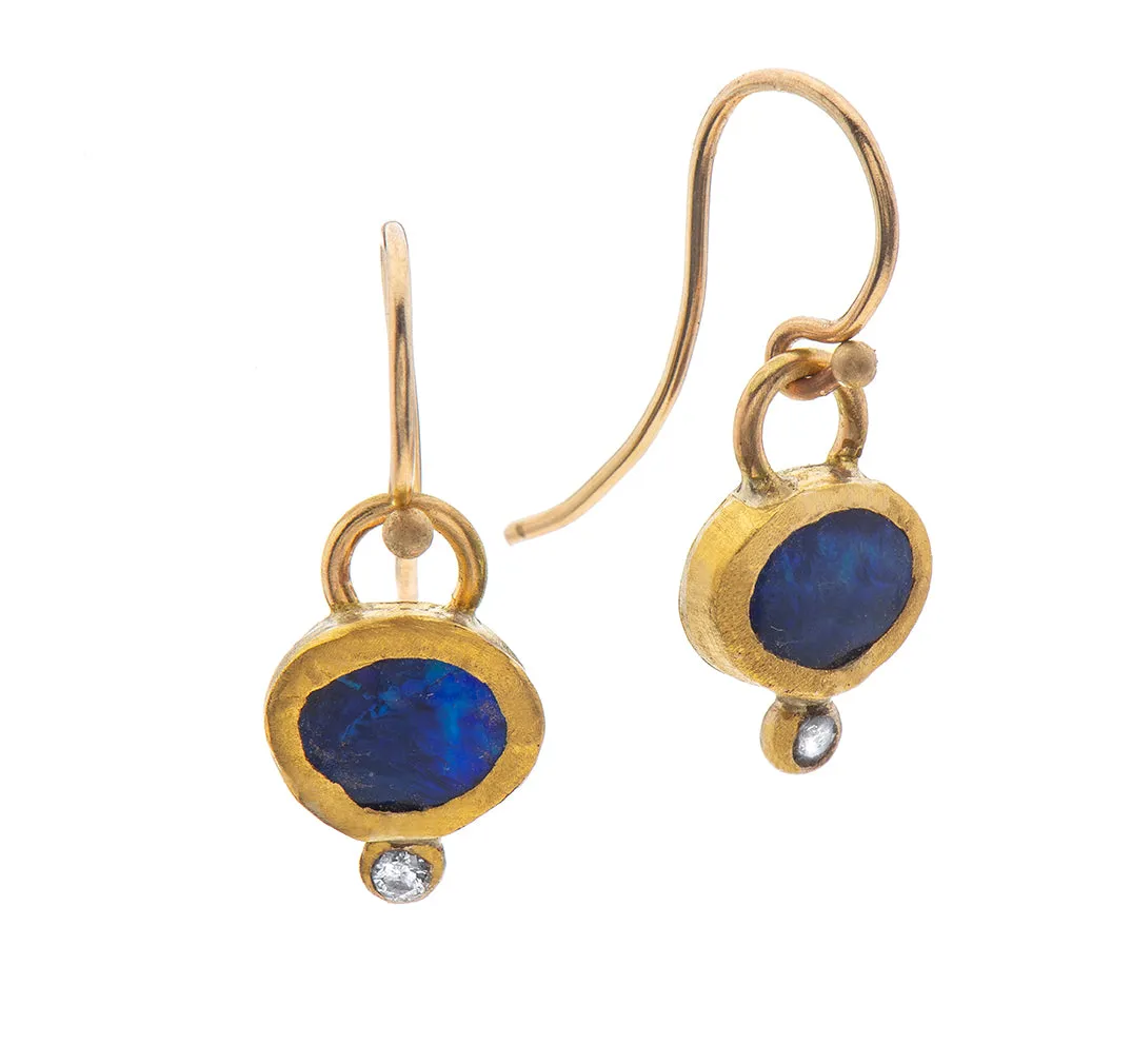 Nava Zahavi Yellow Gold Opal Diamond Earrings