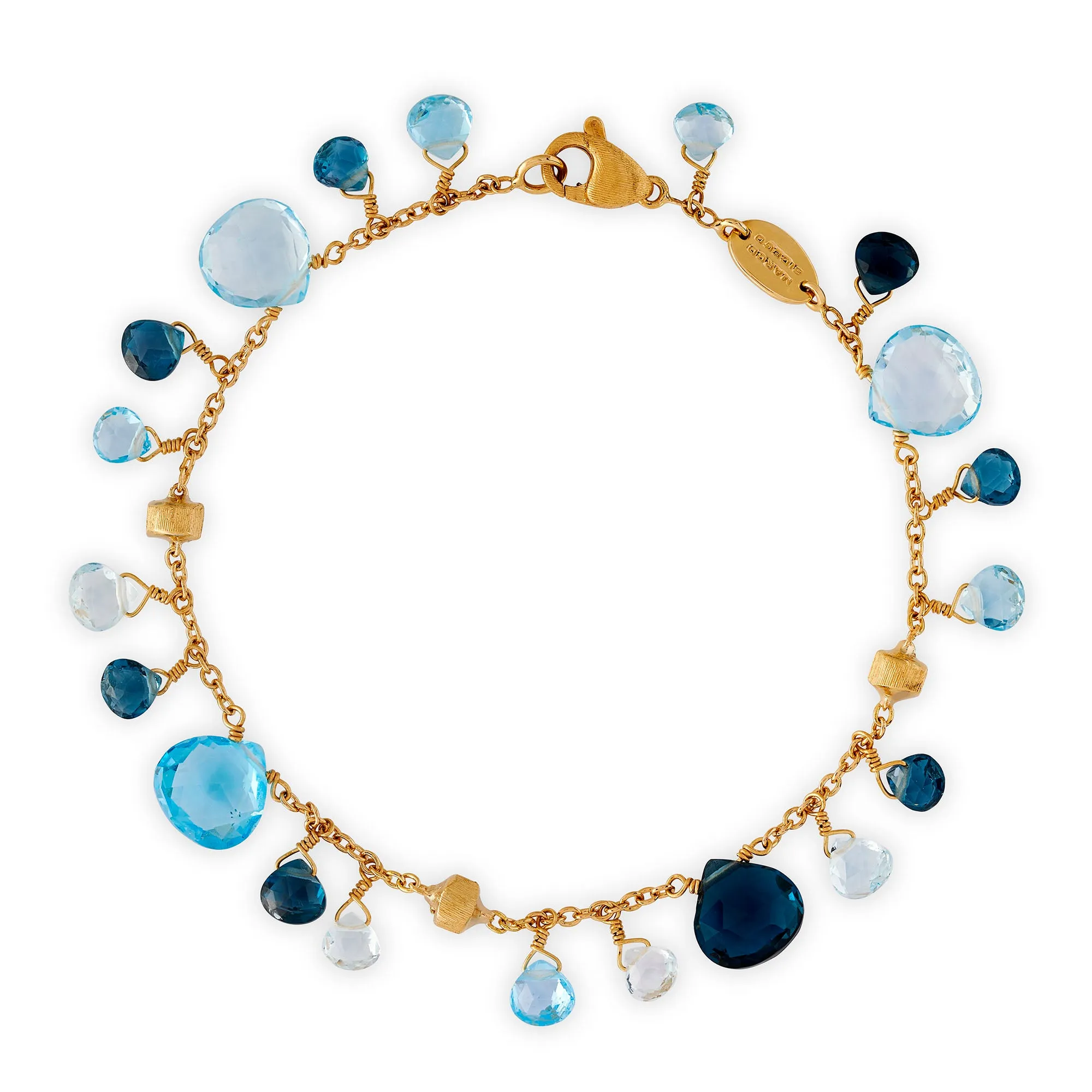 NEW - Paradise 18ct yellow gold and mixed blue topaz bracelet by Marco Bicego