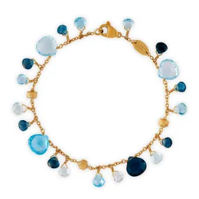 NEW - Paradise 18ct yellow gold and mixed blue topaz bracelet by Marco Bicego