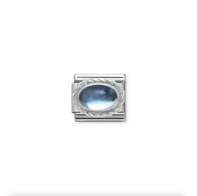 Nomination - Link Oval Stone Braided Setting 925 Sterling Silver LIGHT BLUE TOPAZ